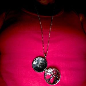 Long silver colored necklace